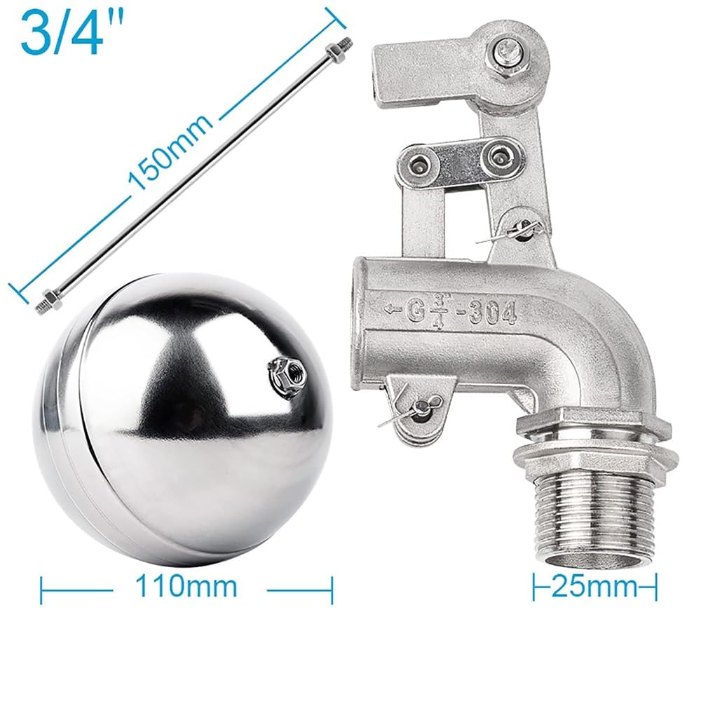 1/2 ", 3/4", 1 ", 1-1/4" 304 Válvula De Flotador Ajustable De Acero Inoxidable Tanque De Agua Codo Interruptor De Flotador Depósito De Flujo Torre De Agua(3/4 inch)