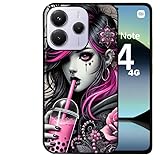 Taperso Coque Noire pour Redmi Note 14 4G Motif Anime et Gothic Boba