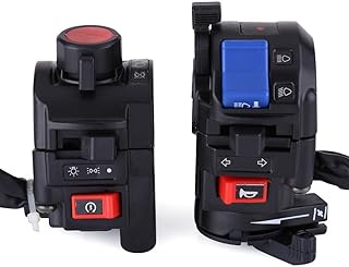 Left & Right Motorcycle 7/8inch Handlebar Headlight Turn Signal Horn Switch High Low Beam Start Stop Switch(Black)