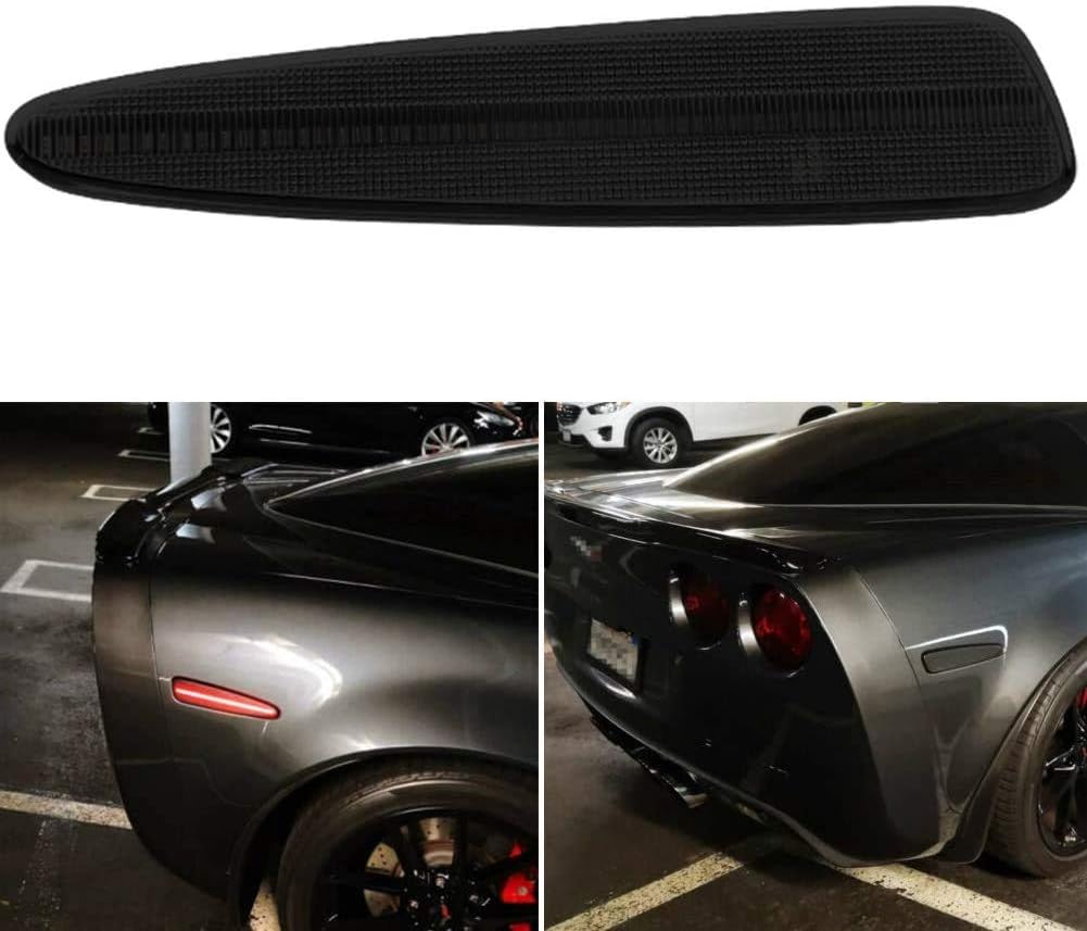 Full LED Side Marker Light Kit For Chevy Corvette C6 2005-2013 Amber Front + Red Rear Turn Signal Lamp Replace OEM # 10316651 10316652 Bumper Reflector Lights 4pcs Smoke lens