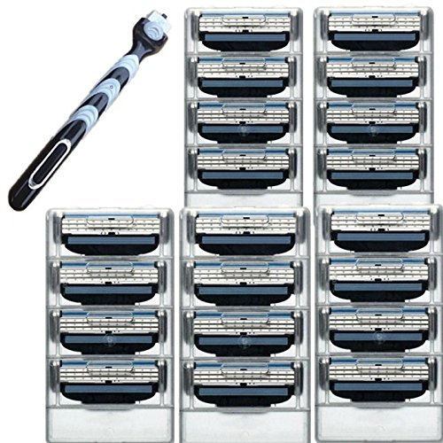 Tinkmax Men 3 Layer Blades Shaving Razor Blade Refills Tools 20pcs Razor Blade + 1pcs Razor Blade Handle