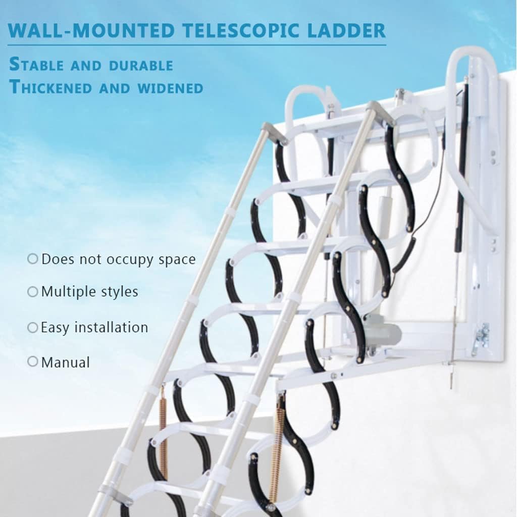 Attic Stairs Loft Ladder Telescoping Ladder Folding Extension Ladder Wall Mounted Attic Steps Pull Down Attic Ladder for Home