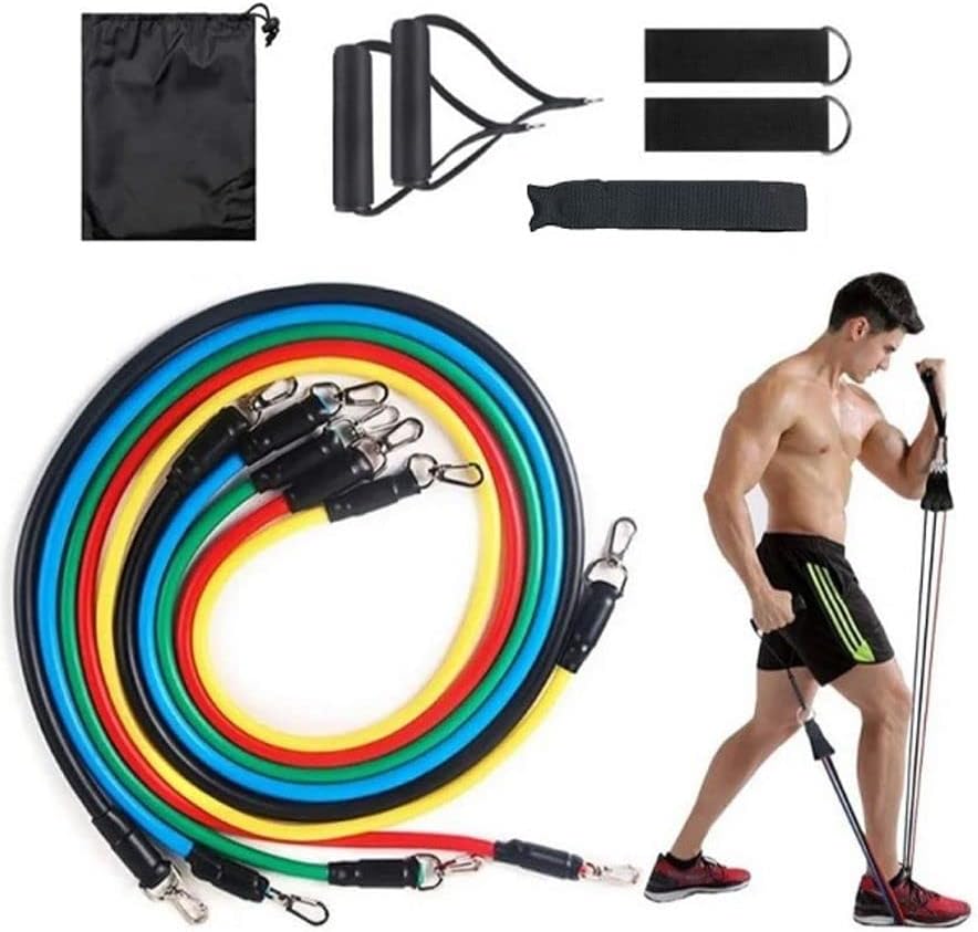 Kit 11 peças Elásticos para Exercício Extensores Funcional yoga pilates (Borracha)