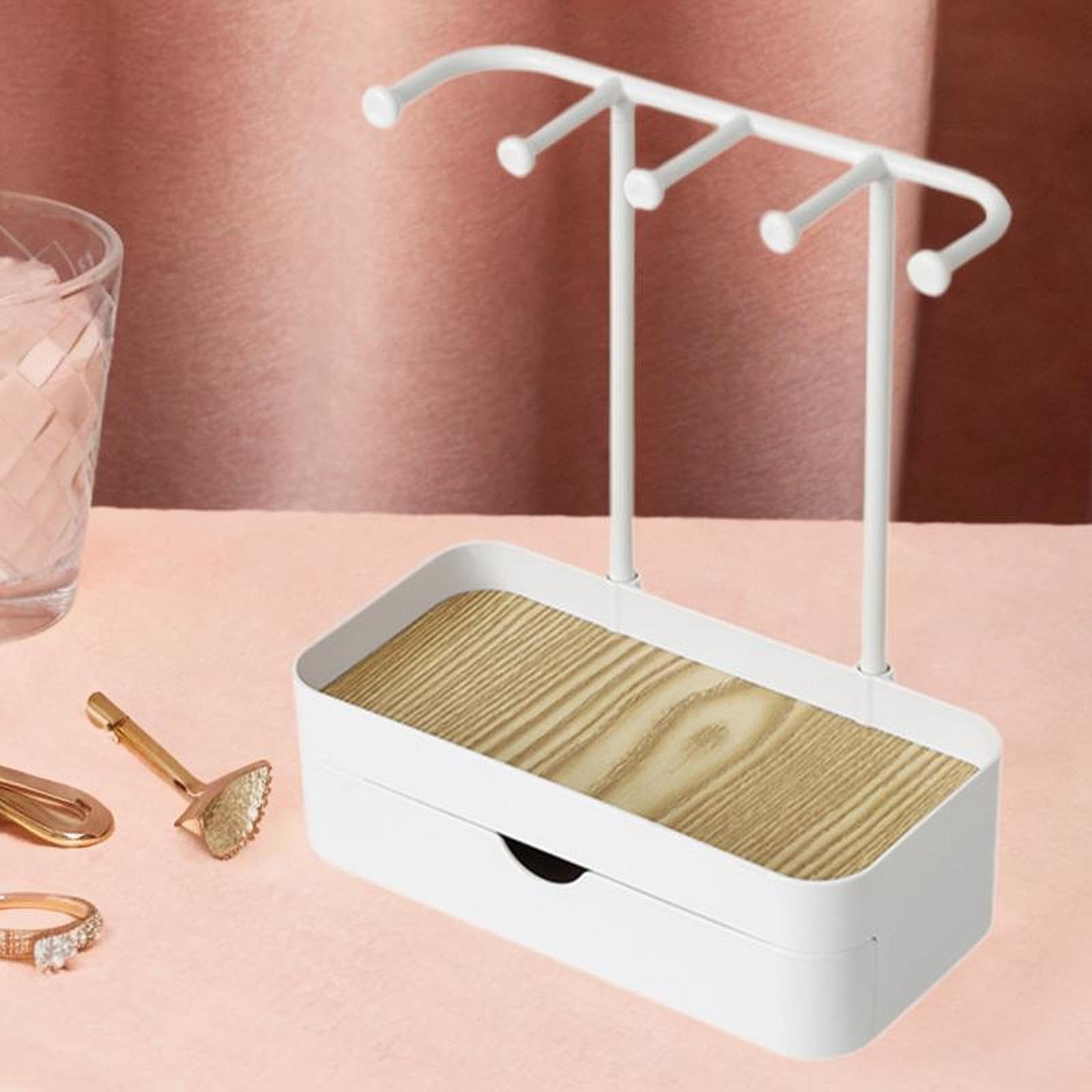 Caja expositora de joyas, organizador de 2 capas para relojes y accesorios, solución de almacenamiento ligera para colgar para escritorio y oficina, diseño que ahorra espacio