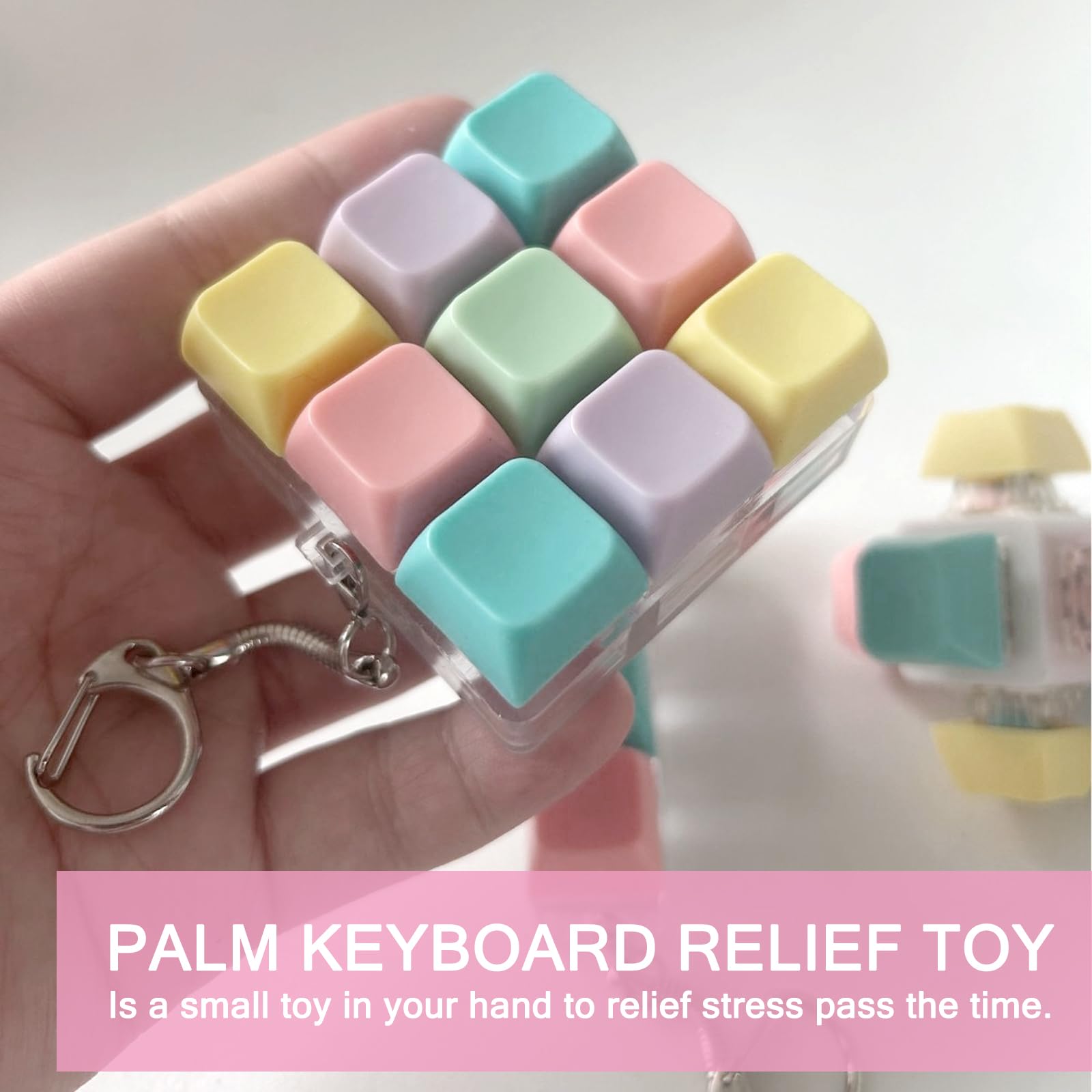 DAVBNM 2PCS Keyboard Fidget Toy Keyboard Clicker Fidget Keyboard Keychain Clicker for Adult Stress Relief - Image 3
