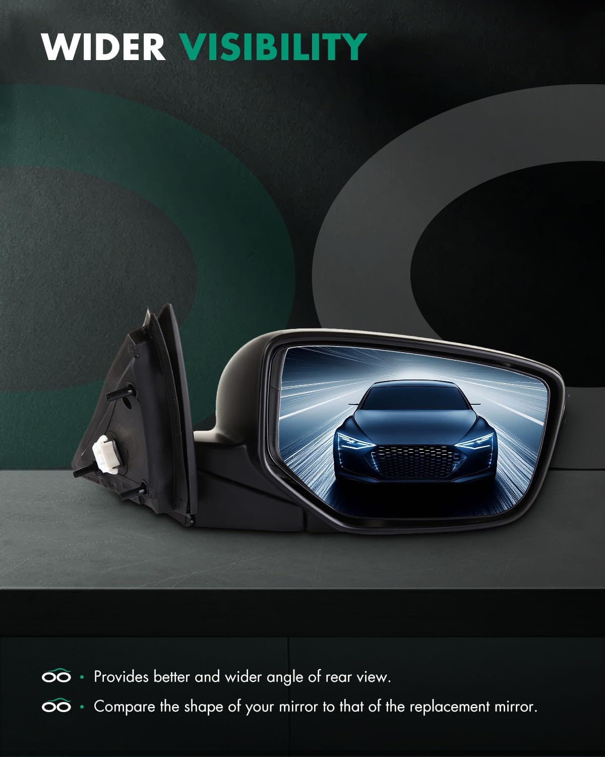 Scitoo Door Mirrors, fit for Exterior Accessories Mirrors fit 2008-2012 for for Accord Sedan with Power Adjusting Manul-Folding Features (Passenger Side)