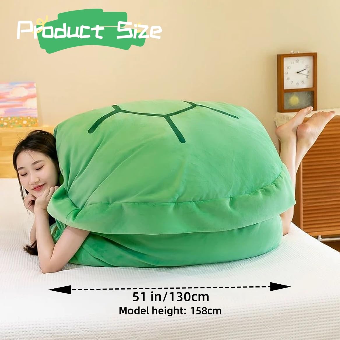 Srutirbo 51 in Giant Wearable Turtle Shell Pillows, Giant Tortoise Plush Pillow Toy Stuffed Animal Costume Funny Dress Up, Creative Gift for Adults (Green 51 in)