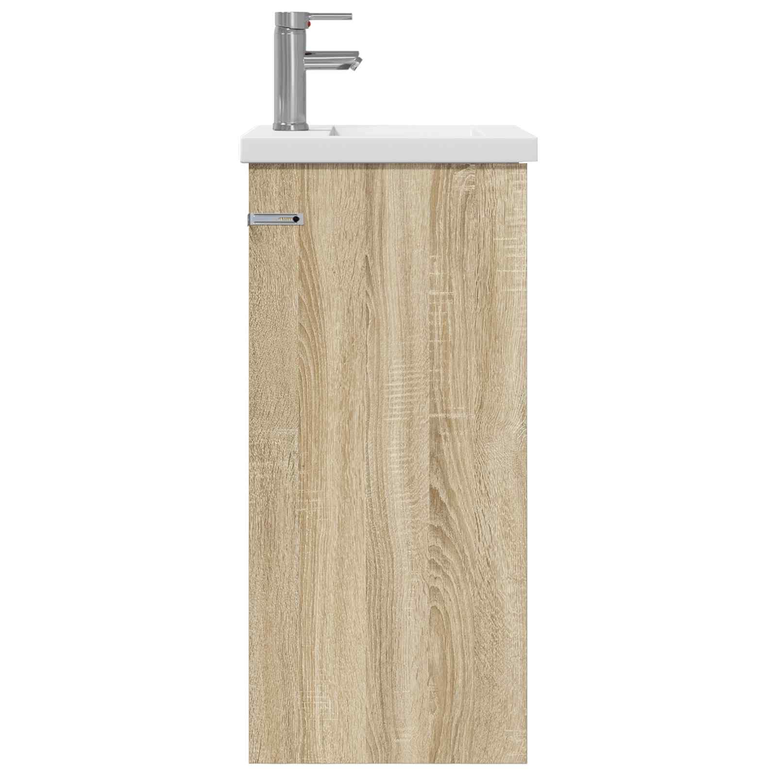 Mueble de baño con lavabo, roble Sonoma, moderno mueble de baño con 2 cajones de madera de 42 x 40 x 84,5 cm para baño de invitados y baños pequeños