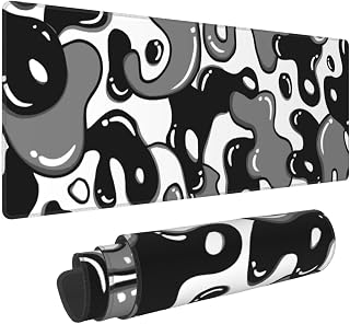 Black and White Mouse Pad 31.5”x11.8” Geometric Design Extended Large Mousepad Keyboard Mouse Mat Desk Pad Non-Slip Rubber Base Stitched Edge Large XXL Mousepad for Gaming Laptop Computer Desktop
