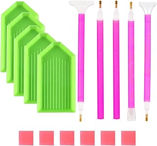 16 PCS Diamond Painting Tools with Diamond Painting Pen,Glue Clay,Plastic Trays， DIY Diamond Painting Accessories Art Supplies