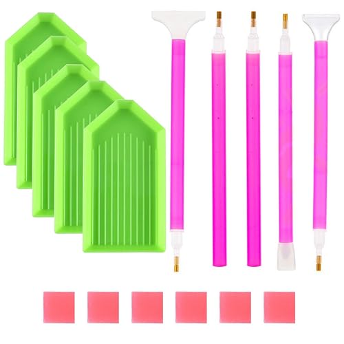 BinarySky 16 PCS Diamond Painting Tools Set | Accessories with Pen, Glue Clay, and Plastic Trays for DIY Diamond Painting