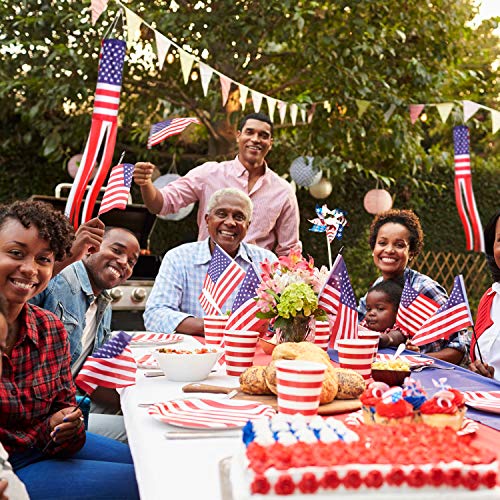 2 Pieces American Flag Windsock US Stars and Stripes Patriotic Outdoor Hanging 4th of July Decoration with Hook Style C (35.43 Inch and 59 Inch)