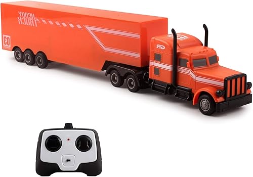 Vokodo Remolque y semirremolque RC de 18 pulgadas, 2.4 GHz, velocidad rápida, escala 116, batería recargable, control remoto, tractor, camión