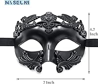 Vista 13 de Máscara de mascarada para hombre, máscara griega romana, máscara veneciana de media cara para baile de máscaras, Mardi Gras, fiesta de Halloween