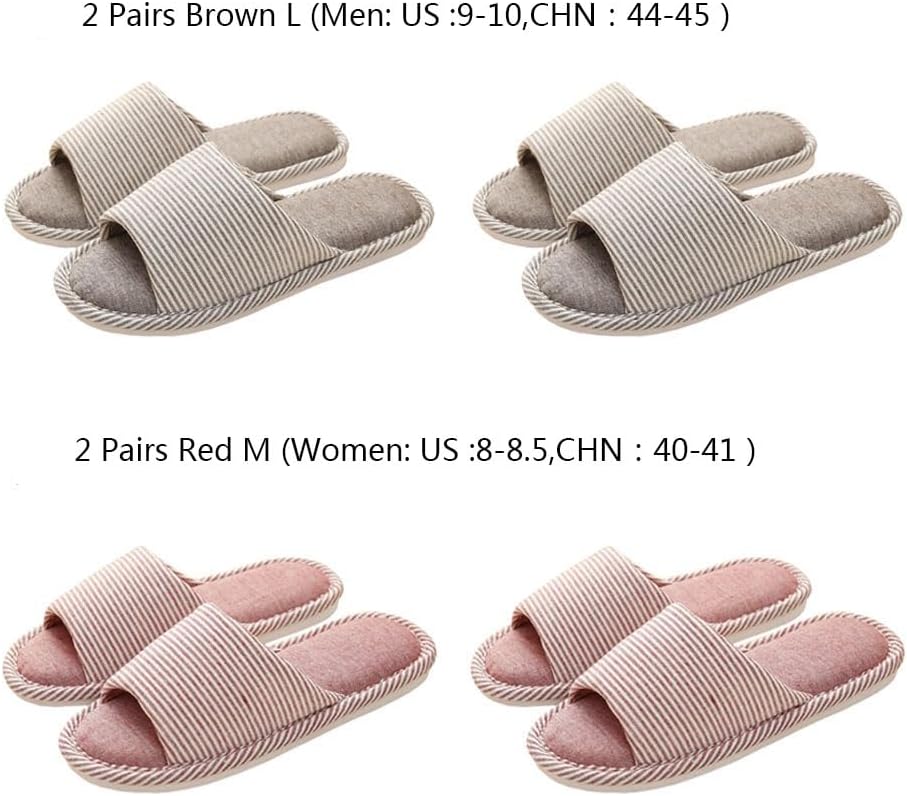 4 Pairs Spa Slippers - Non Slip Disposable Slippers for Guests, Men & Women - Washable & Travel Friendly