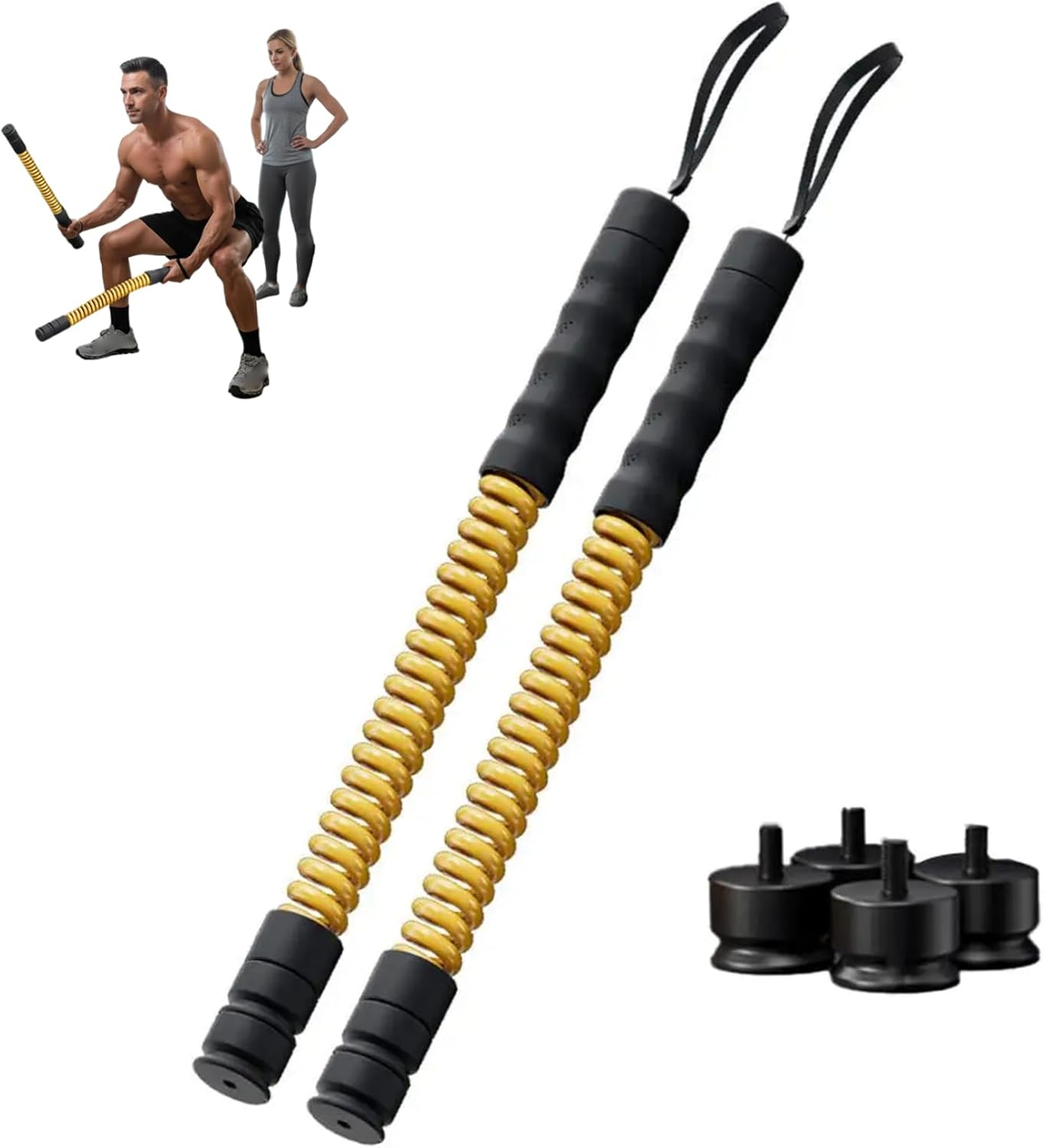 Cordless Battle Ropes for Home Gym Adjustable Portable Battle Ropes with 4 Weight Blocks Space Saving Battles Rope Sticks for Full Body Workout