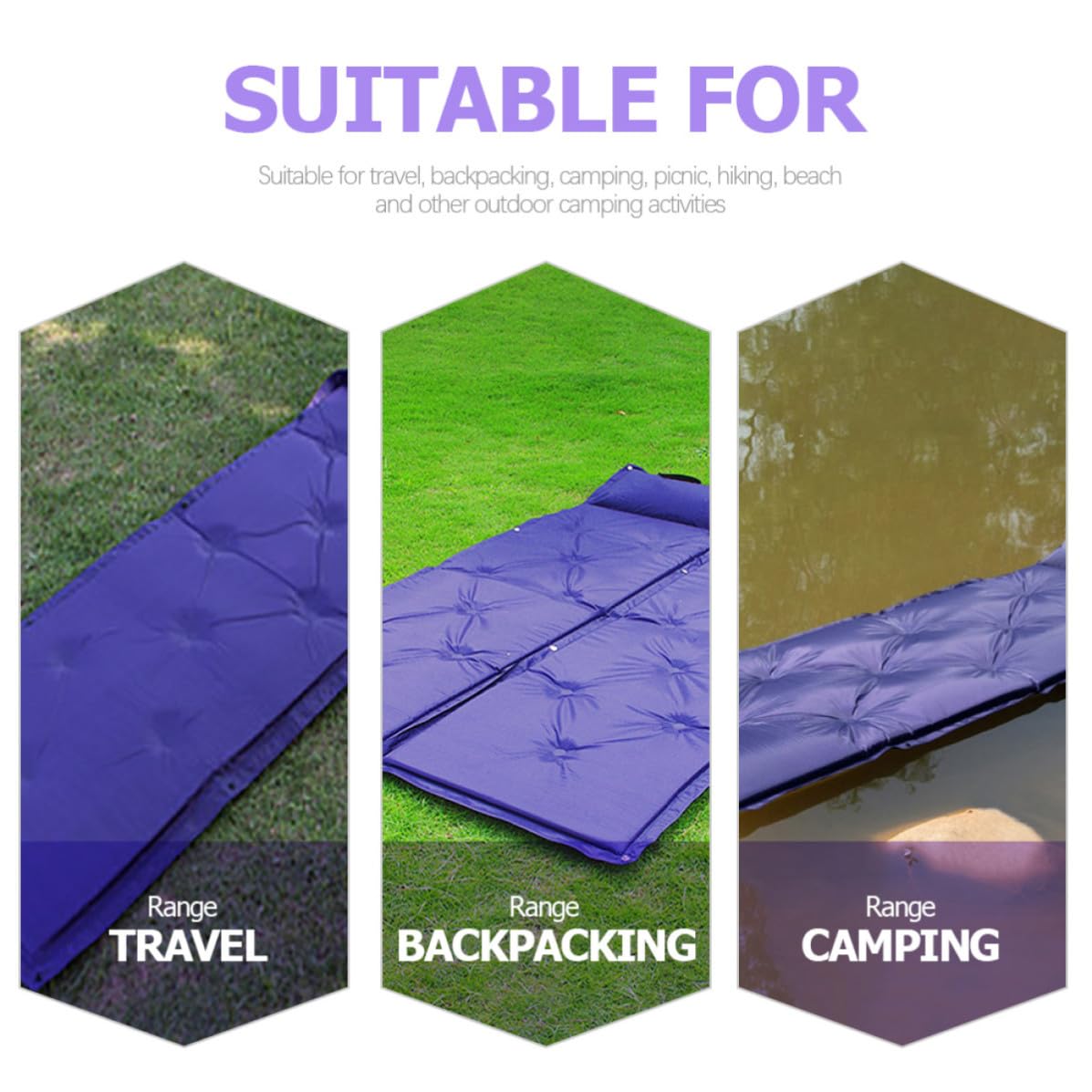 Colchón de Camping Autoinflable Azul Material Confiable y Diseño Compacto para Acampada, Playa y Actividades al Aire Libre