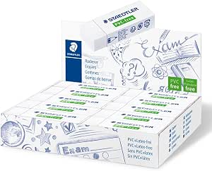 Staedtler Mars Plastic - Lot De 20 Gommes Blanches Premium Sans Phtalates Ni Latex, Idéales Pour École Et Bureau
