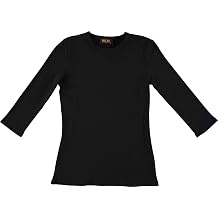 Womens Ribbed Cotton 3/4 Sleeve T-Shirt/Top