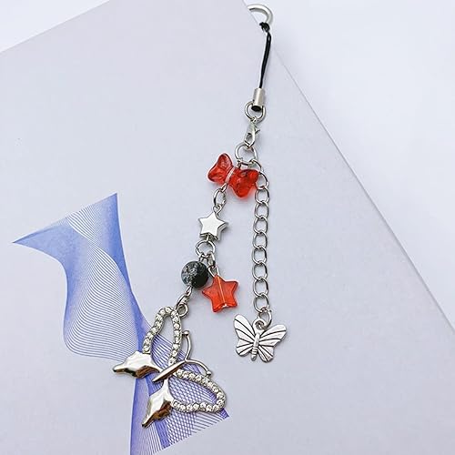 Miniatura 95 de 1-4 dijes estéticos para teléfono celular Y2K, correa de fresa, mariposa, estrella, accesorios Y2K para bolsa, llavero, Airpods, cámara, colgantes