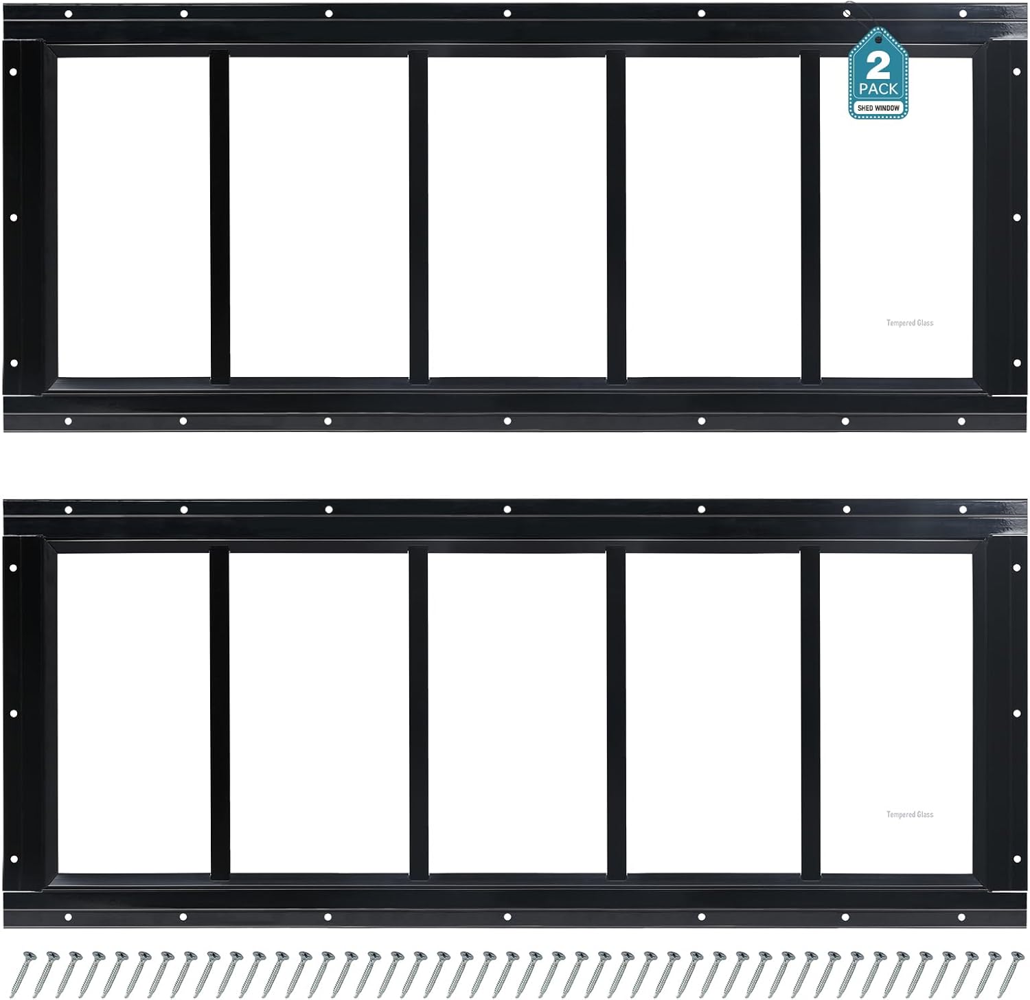 Melkus Shed Window 12"x12" 2 Pack Fixed Design Transom Window with Tempered Glass, Perfect for Shed, Chicken Coop, Barn, Greenhouse, Garage, Playhouse, Storage Room, Black