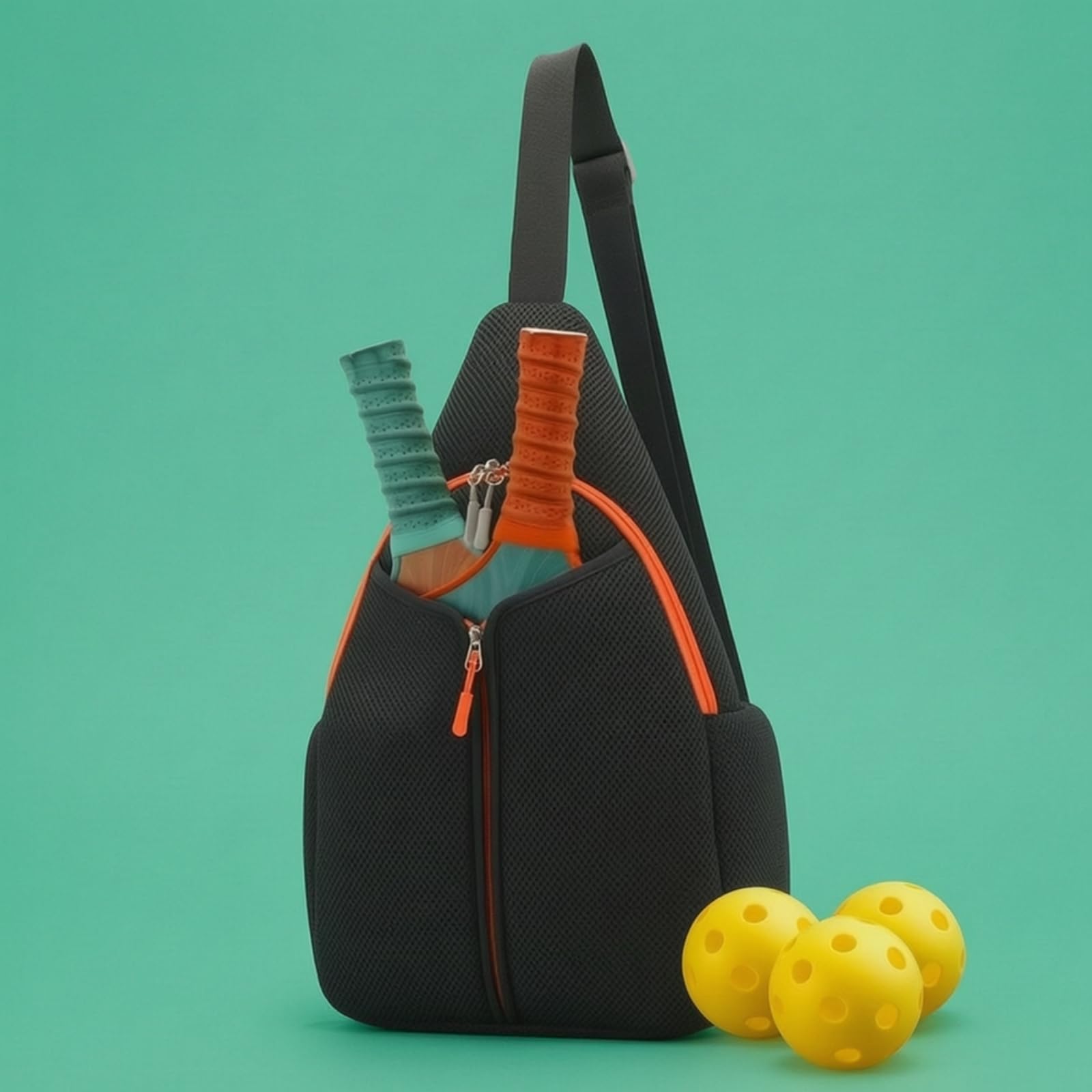 Milageto Portaequipos Deportivo Bolsa Bandolera Raqueta Mochila Estuche con Diseño Lágrima Compacto y Bolsillo Frontal con Cremallera Vertical Laterales para, Array, Azul Cielo