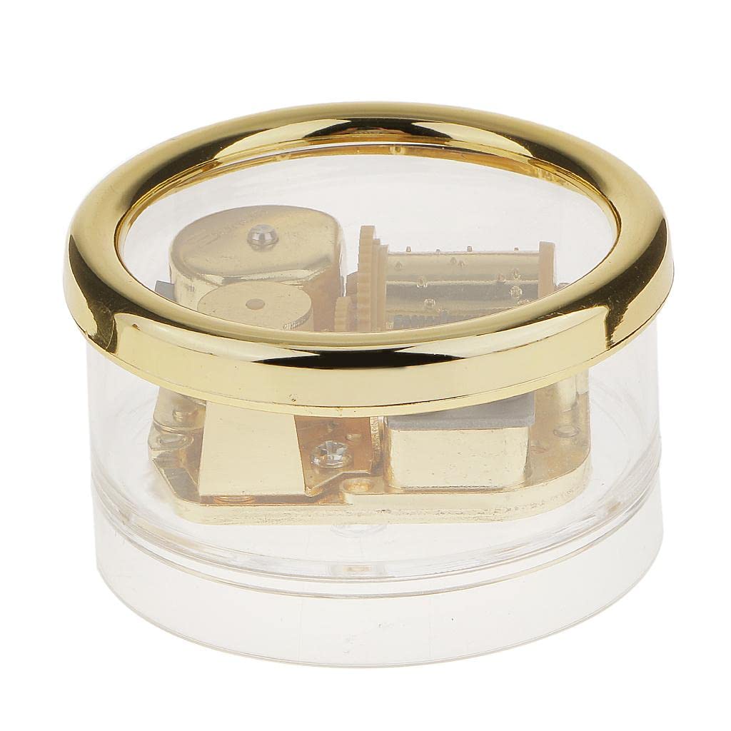 Inacmwih Acrylic Round Transparent Wind-Up Clockwork Music Box With Melody Edelweiss
