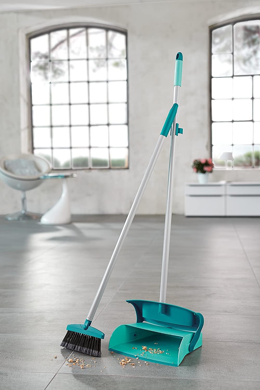 Besen & Kehrschaufel-Set Mit 132 Cm Griff – Metallkante, Haarentferner, Ergonomisch, Für Küche & Büro