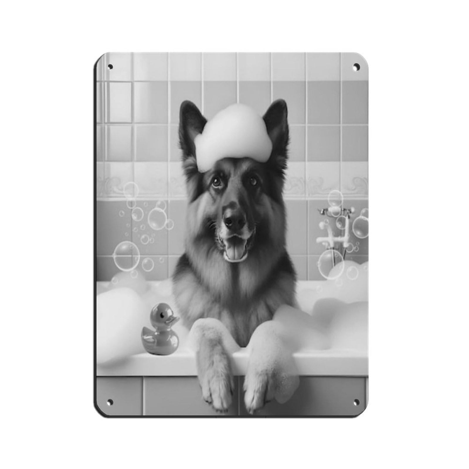 German Shepherd,Bathroom Art Poster Tin Sign Vintage Metal Pub Club Cafe Bar Home Wall Art Decoration Poster Retro 12x16inch(30x40cm)