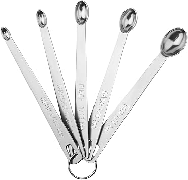 Measuring Spoons Set, Mini Teaspoon Measuring Spoons, Tiny Tsp Stainless Steel Measuring Tools for Kitchen & Baking, Small 1/16, 1/8 Measure Spoon for Spice