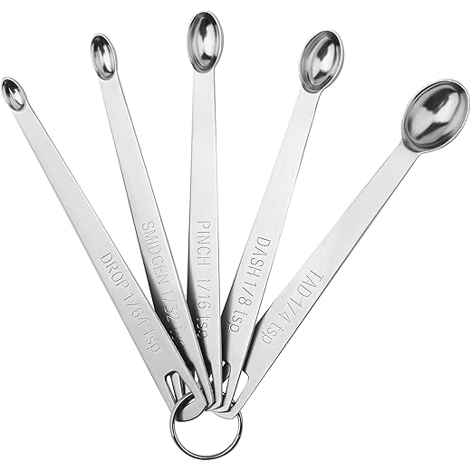 Kalsreui Measuring Spoons Set, Mini Teaspoon Measuring Spoons, Tiny Tsp Stainless Steel Measuring Tools for Kitchen & Baking, Small 1/16, 1/8 Measure Spoon for Spice