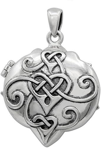 Miniatura 3 de Dryad Design Medallón colgante de corazón con nudo celta, plata de ley 925, piedra lunar arco iris, joyería de pentáculo wicca, Plata esterlina,