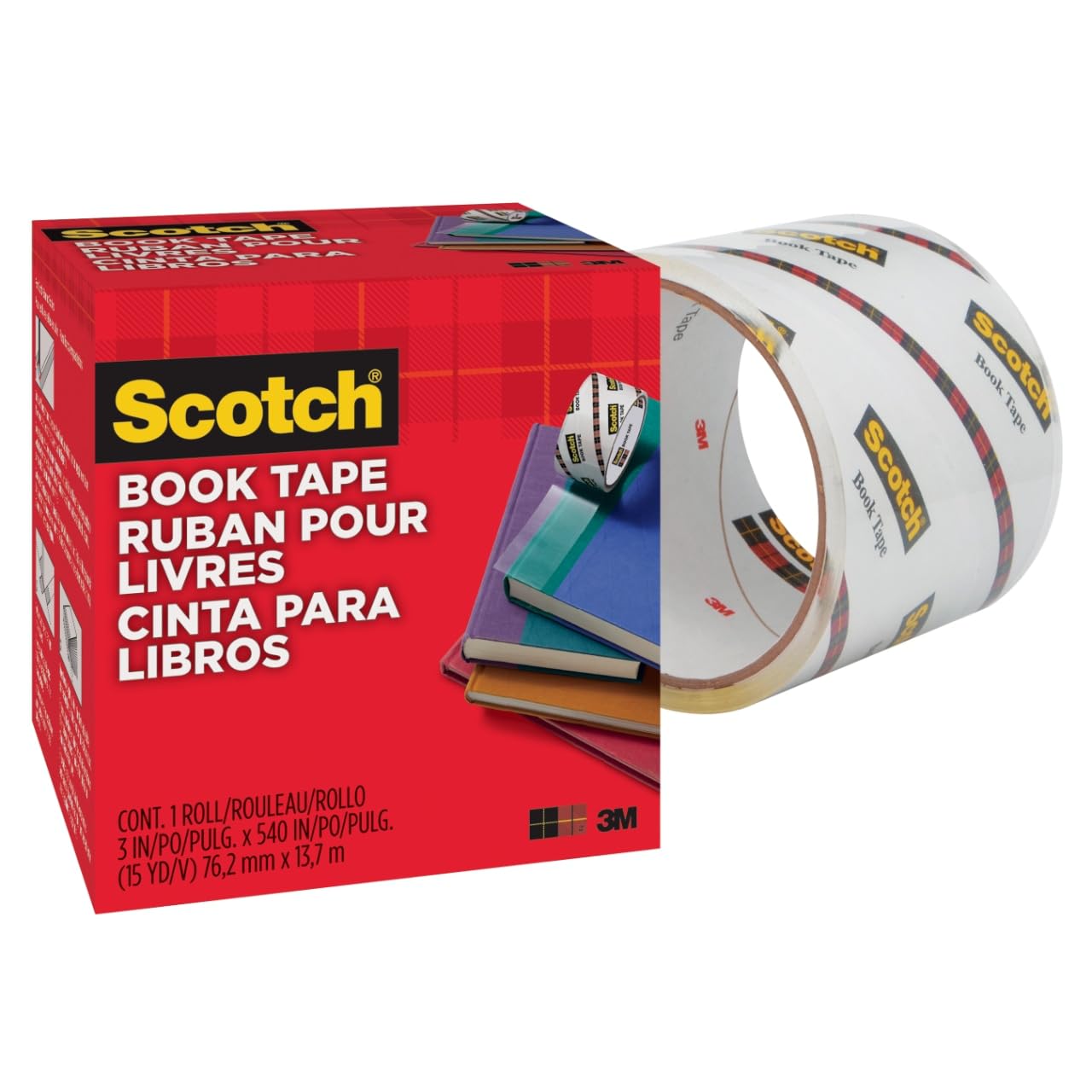3M Scotch 845 Book Tape, 3 in x 15 yd, Transparent Polypropylene, Archival Safe, Permanent Adhesive – Bulk Pack of 12 Rolls for Book Repair, Reinforcement, and Document Protection