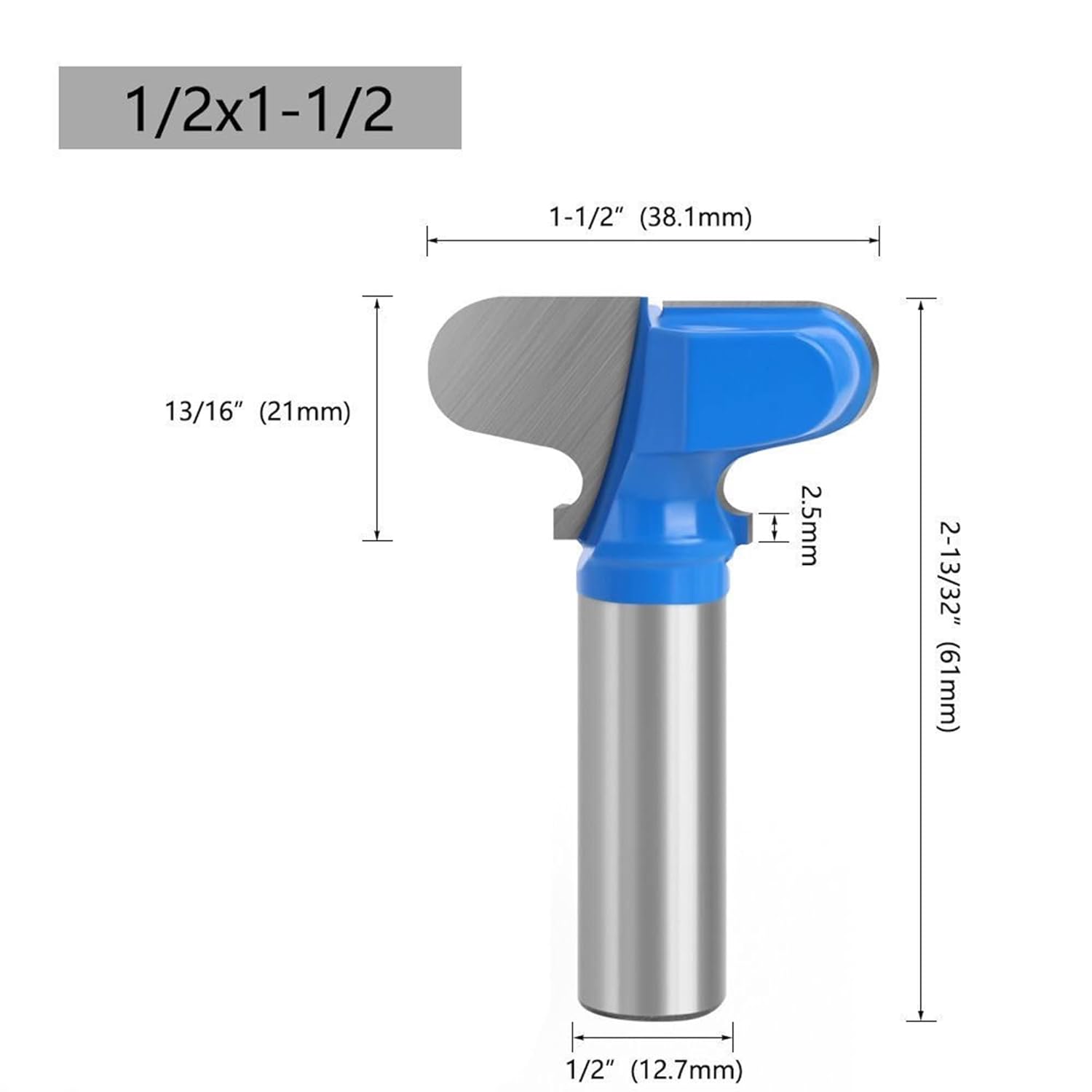End Milling Cutter Bit Finger Pull Bit Router Bit Drawer Pull 1/2" Shank Stool Molding Cutter 1-1/2" Cutting Dia, Pack of 1, Blue or Black