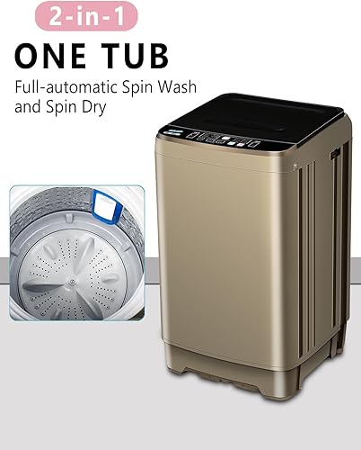 Miniatura 10 de KRIB BLING Lavadora completamente automática con bomba de drenaje, lavadora compacta de 17.7 libras, 10 programas de lavado y 8 niveles de agua,