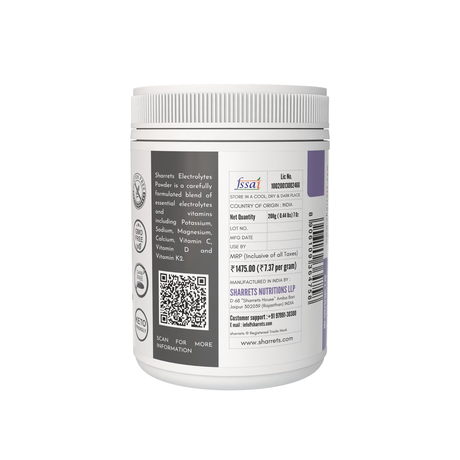 Sharrets Electrolytes Powder 200g Unflavored with Vitamins & Minerals — Amazon image 3
