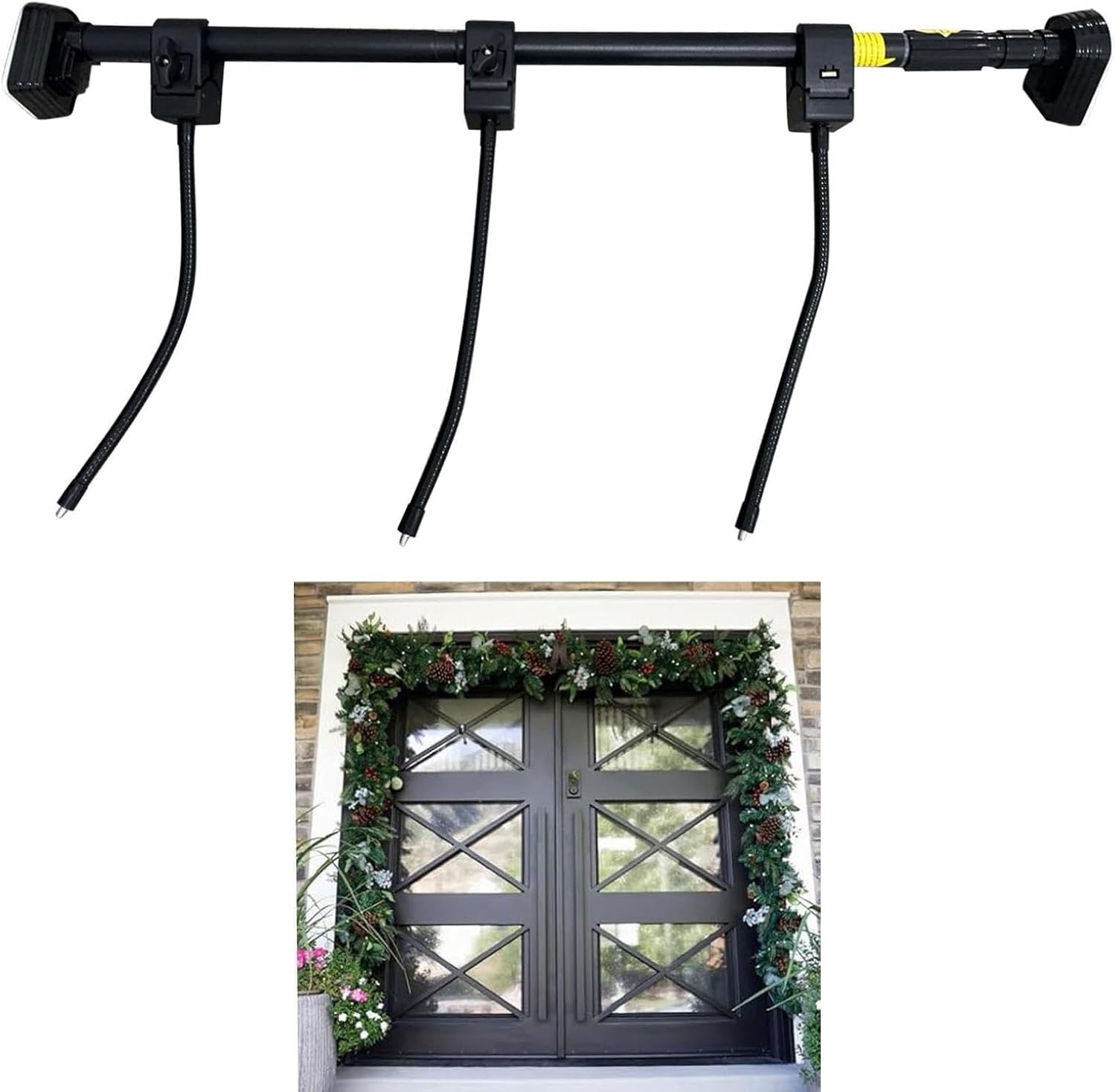 Garland Hanger for Door Frame - Door Garland Hanger Adjustable, No Screws & Drilling, Heavy-Duty Christmas Decorations Holder for Wreaths, Lights (Large)