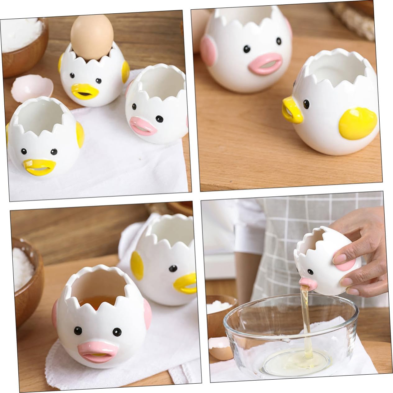 2pcs Egg White Separator Tool Creative Ceramic Egg Yolk Dividers for Easy Separation