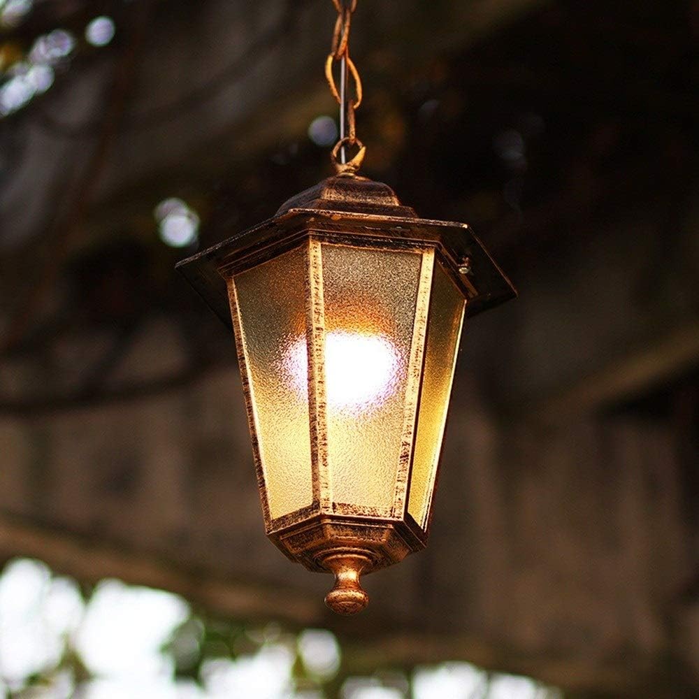 Lamp Antirust Aluminum External Ceiling Chandeliers Lanterns Decoration Courtyard Hanging Lantern Patio Terrace Community Aisle Waterproof Glass Lamp Flush Mount Fixture/Color/Diameter: 19Cm