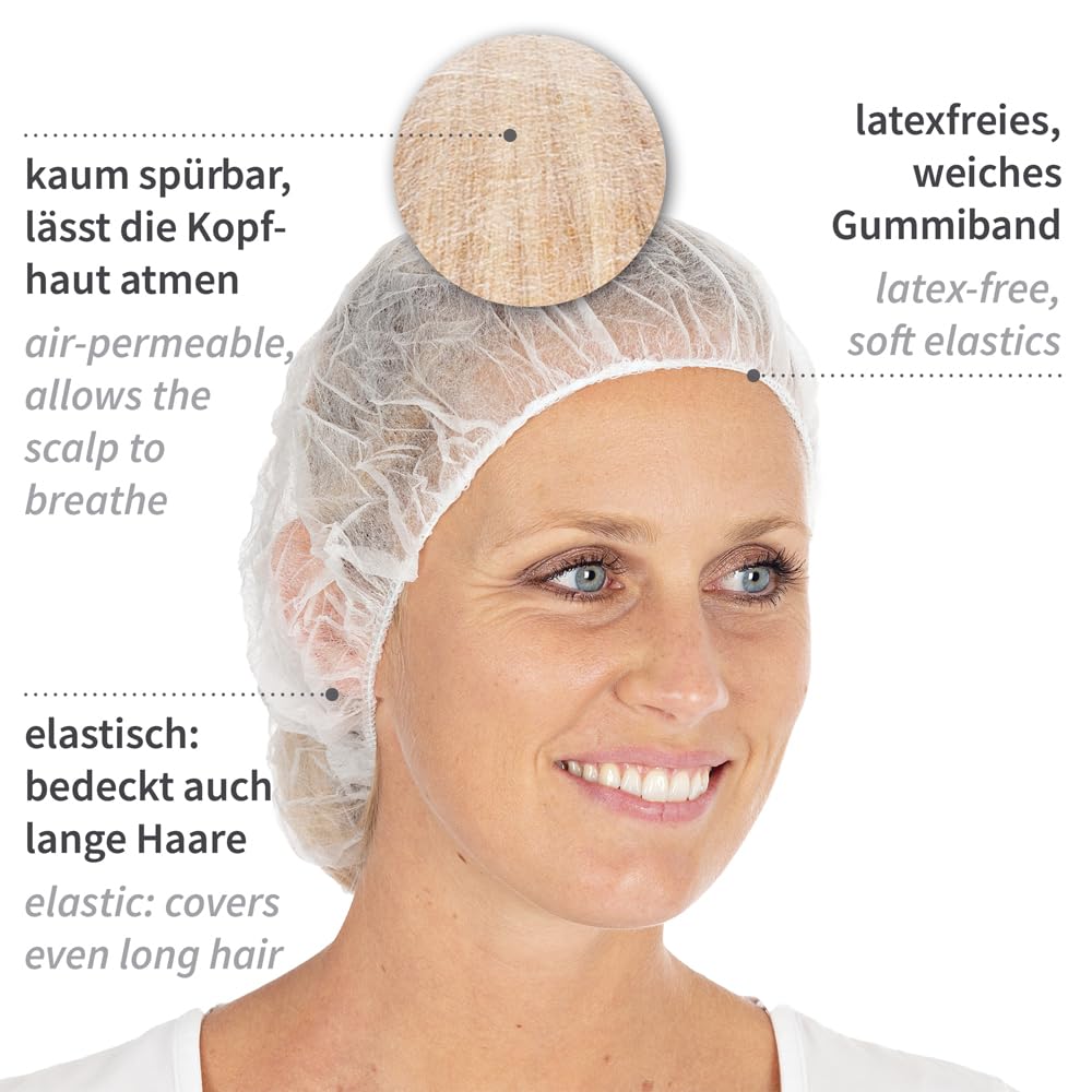 FRANZ MENSCH 1000 Stück Hygonorm Baretthauben Bettina Light | PP, weiß, Einheitsgröße, Ø: 53cm, Beutel, Karton, Baretthauben, OP Kopfhauben, Einweghauben