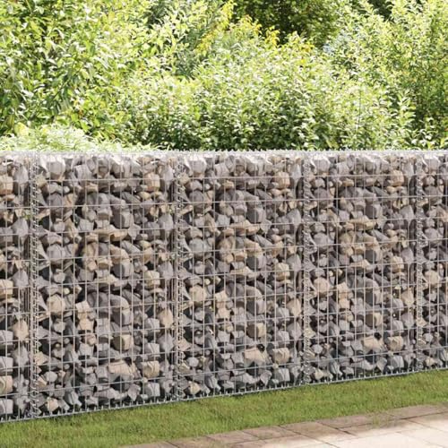 Robuste Gabionenwand mit Abdeckung, verzinkter Stahl, 300x30x100 cm, ideal...