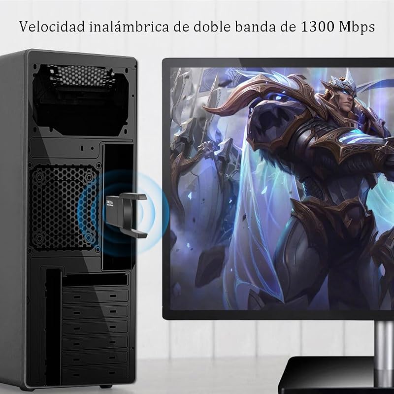 JESWO Dual Band WiFi USB Adapter 1300Mbps - Nagy Hatótávolságú 2×5dBi Antennával, 5GHz/2.4GHz, Windows 11/10/8/7/XP Kompatibilis