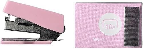 Miniatura 3 de Juego de mini grapadoras, conveniente engrapadora compacta de escritorio de oficina para suministros de oficina (rosa Sakura)