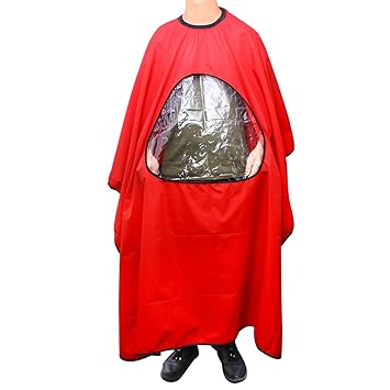 Red : ULTNICE Salon Home Barbers Hairdressing Cape Gown with Viewing Window for Hair Cutting 62.957