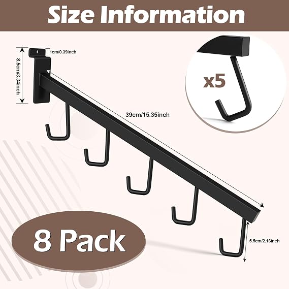 Polmart Heavy Duty Slatwall 5-Hook Waterfall Displays (8-Pack)