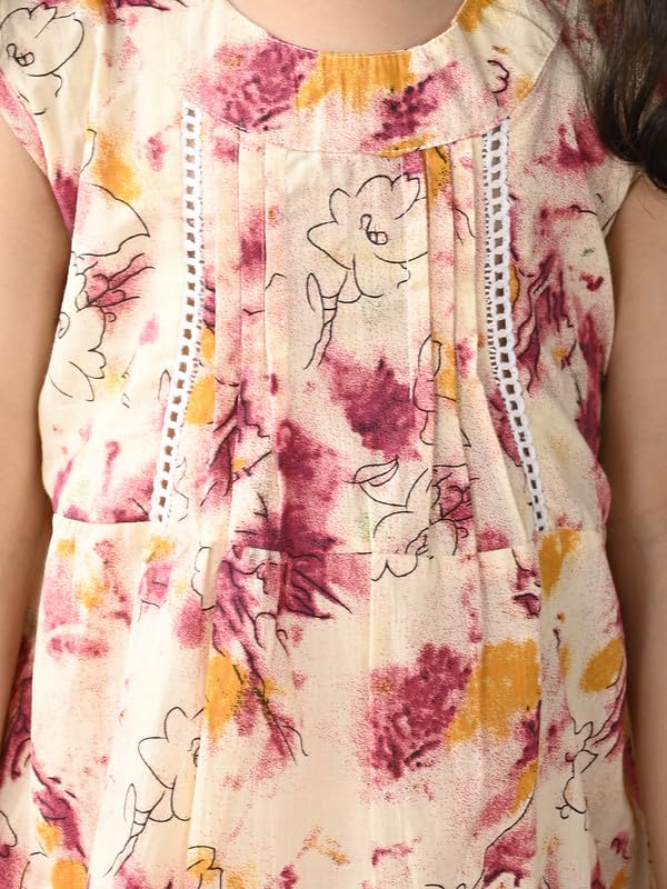 Image of superminis Girls Cotton Floral Printed Sleeveless Top and Shorts Clothing Set