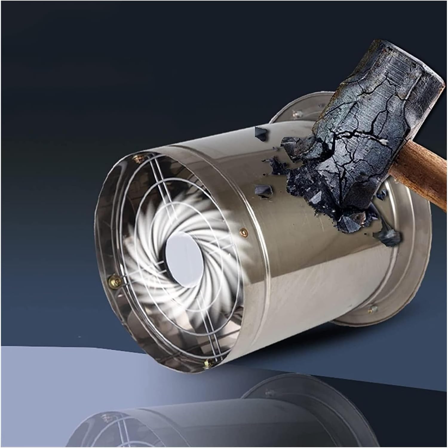 Bathroom Exhaust Fan, Ventilation Fan, Stainless Steel Cylindrical Exhaust Fan Powerful Kitchen Exhaust Fan Double Sided With Protective Grille(7in)