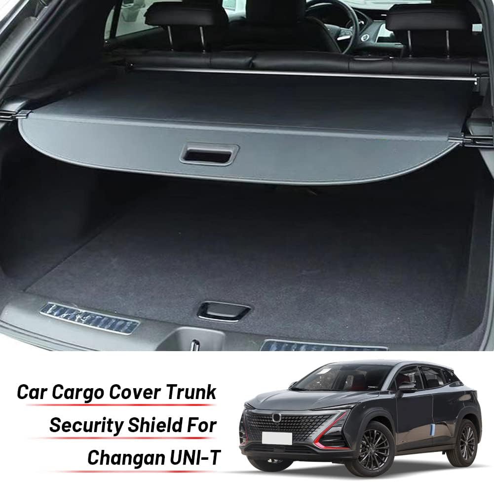 XhuangTech Retractable Cargo Cover Compatible with CHANGAN CS55 Plus/UNI-T 2020-2025/CS75 Plus Rear Trunk Cargo Cover Luggage Security Shielding Shade Waterproof Trunk Cover (CHANGAN UNI-T)