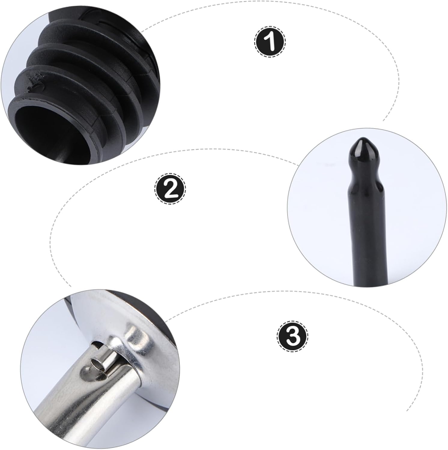 Mikinona Stainless Steel Wine Bottle Stopper Set Silicone Cap and Brush Wine Pourer Spout for Liquor and Cocktail