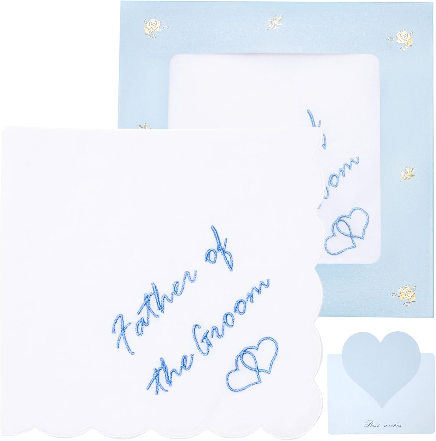 Wedding Handkerchief Cotton White Hankies Embroidery Hanky Bride Groom Wedding Day FUN Gift, Tissue, Napkin